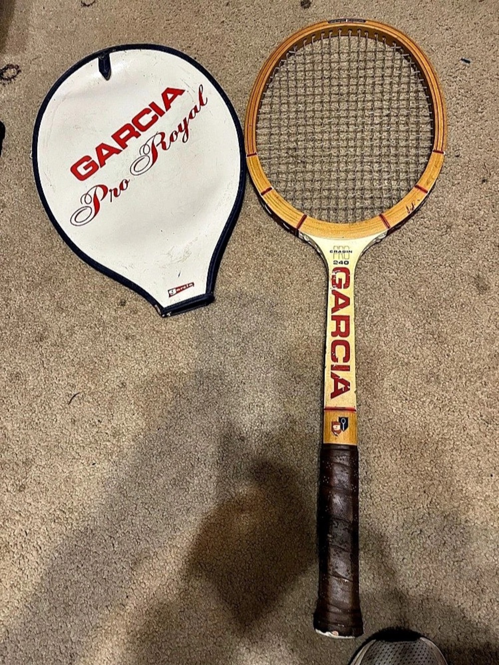 Garcia Cragin Tru 240 Wood Tennis Racket with Pro Royal Cover